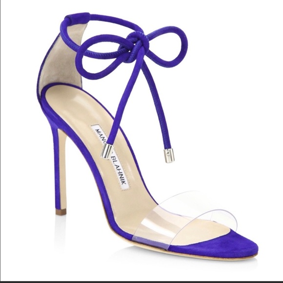 Manolo Blahnik Shoes - Manolo Blahnik Estro Blue Suede Tie Up Sandals